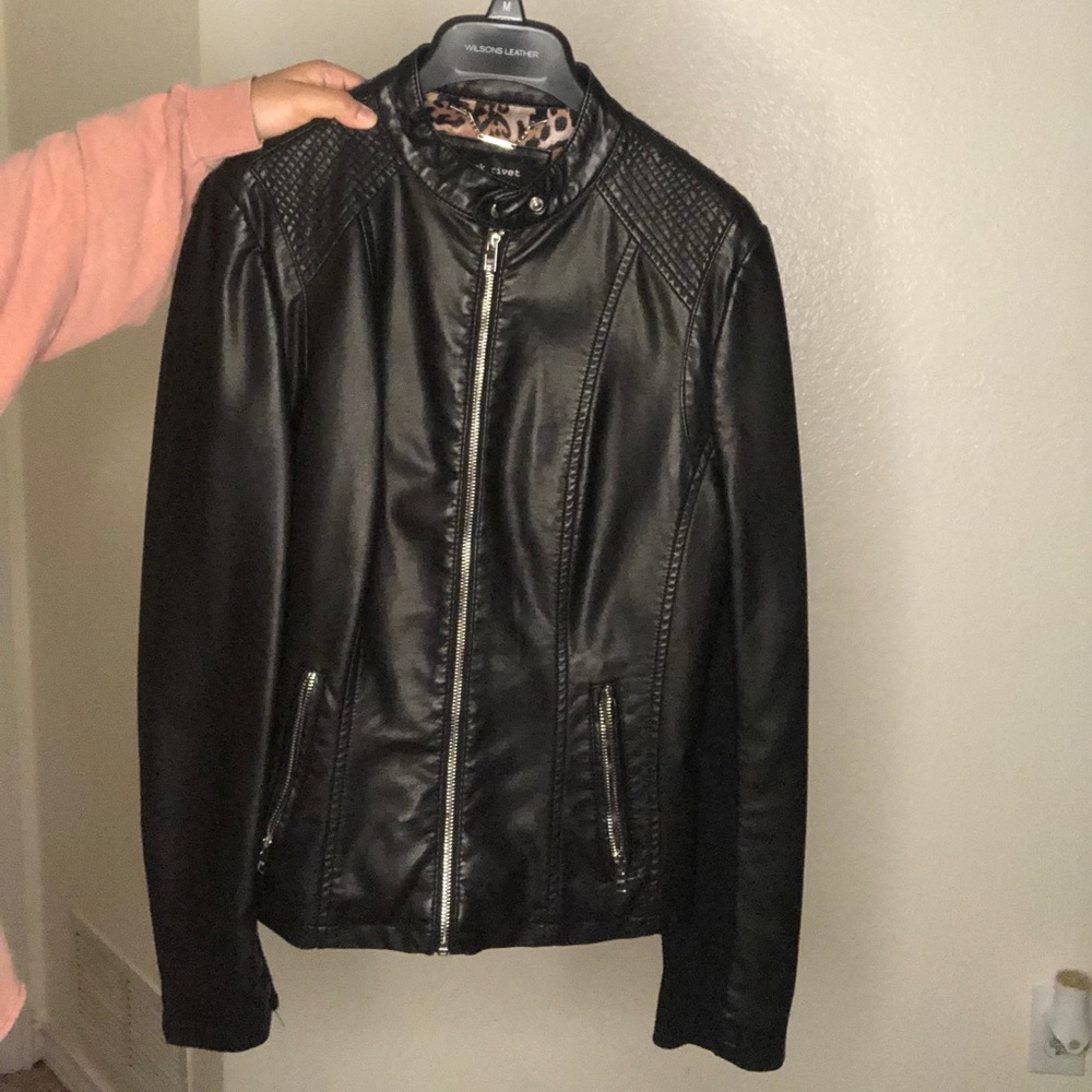 Black Rivet Black Leather Jacket
